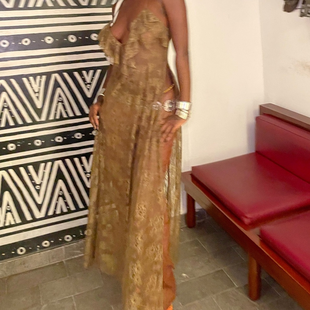 Savage x fenty chantilly cascade lace slip dress